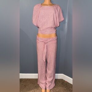 Elegant Striped Women's Matching Set - Size Large